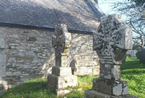Stone crosses at St Colan Parish Church Photo Gallery Image - Stone crosses at St Colan Parish Church